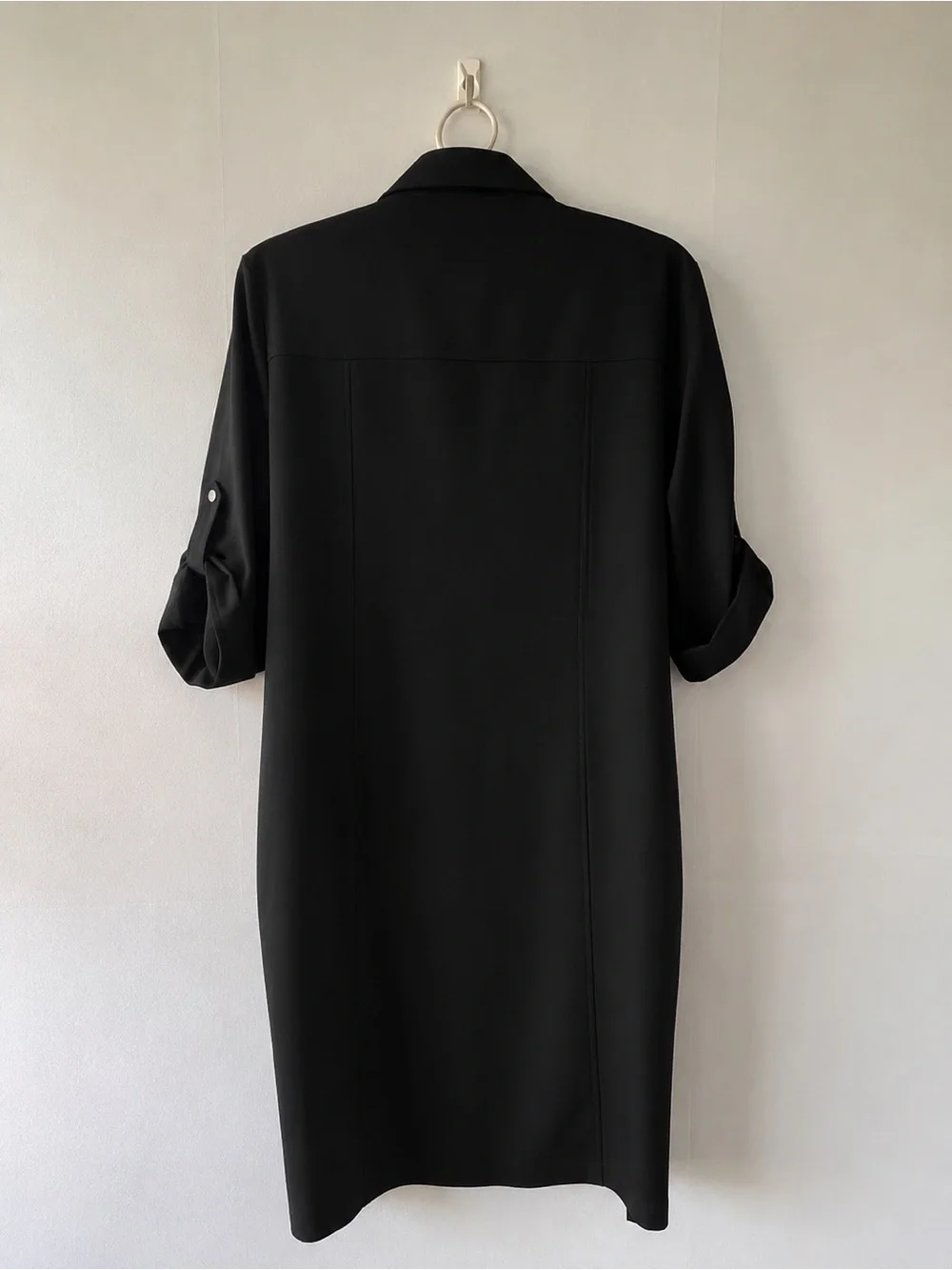 Michael Kors Black Zip-Front Midi Shirt Dress